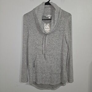 S#42 Moondance Women's Grey Marl Cozy Knit Cowl Neck Pullover Sweater Top Size S